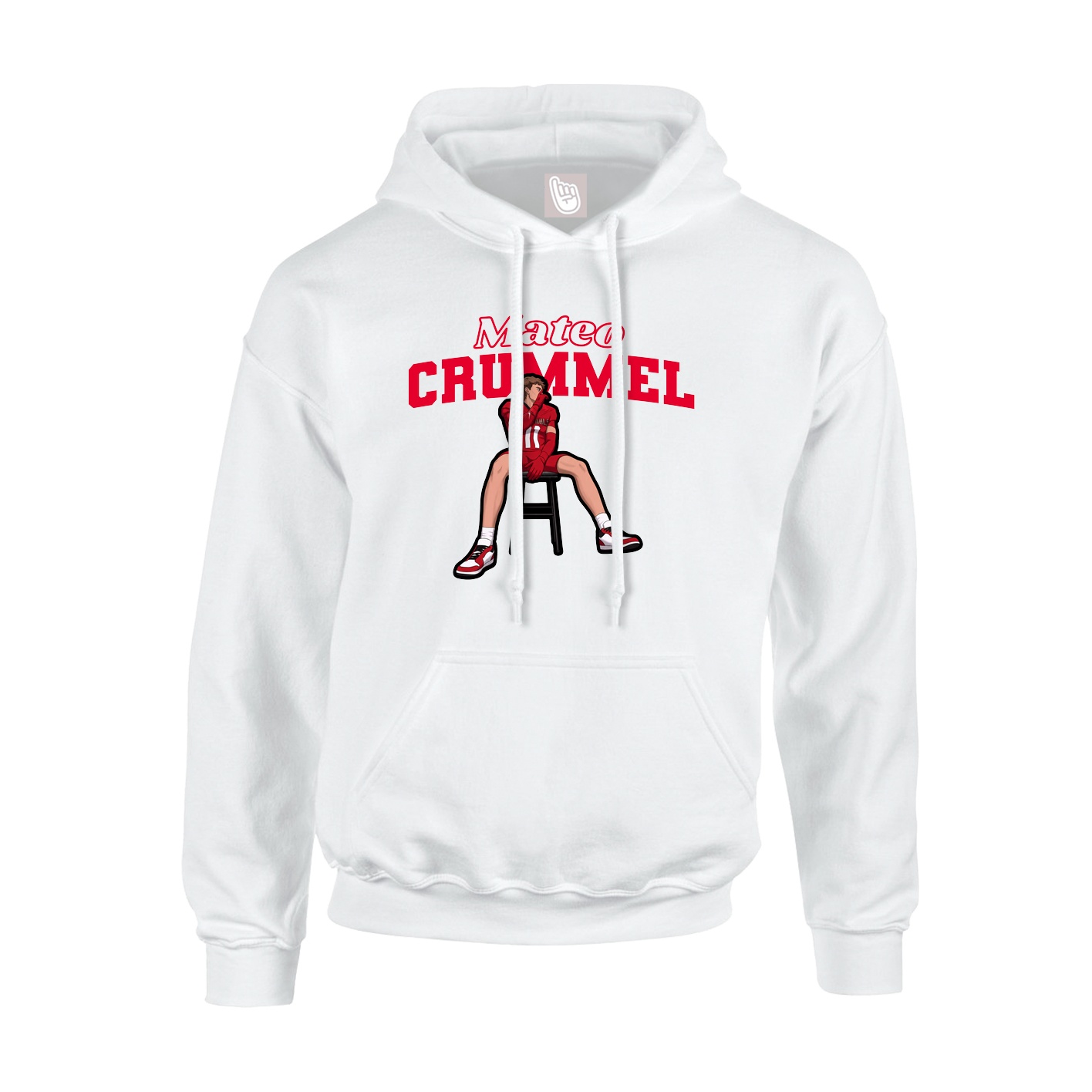 Youth Hoodie — Name Arch in White