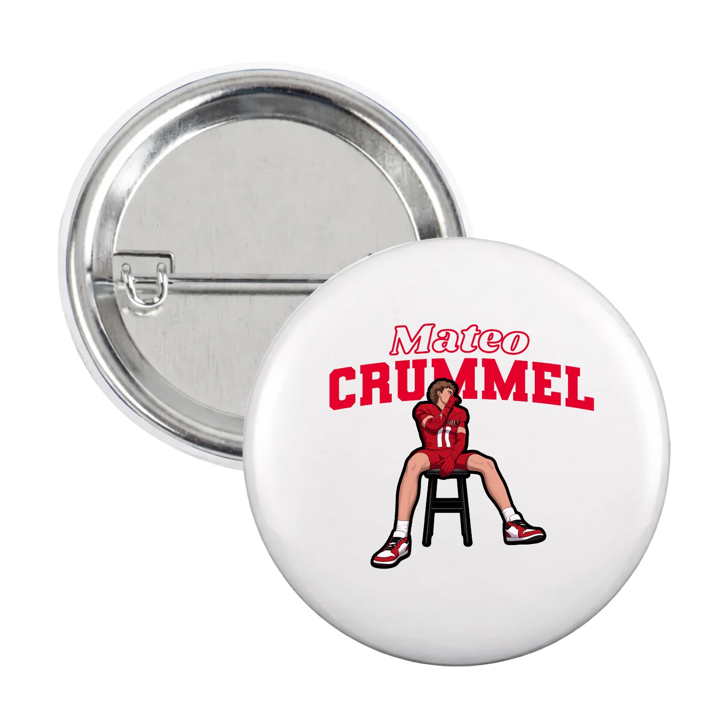 Game Day Button — Name Arch in White