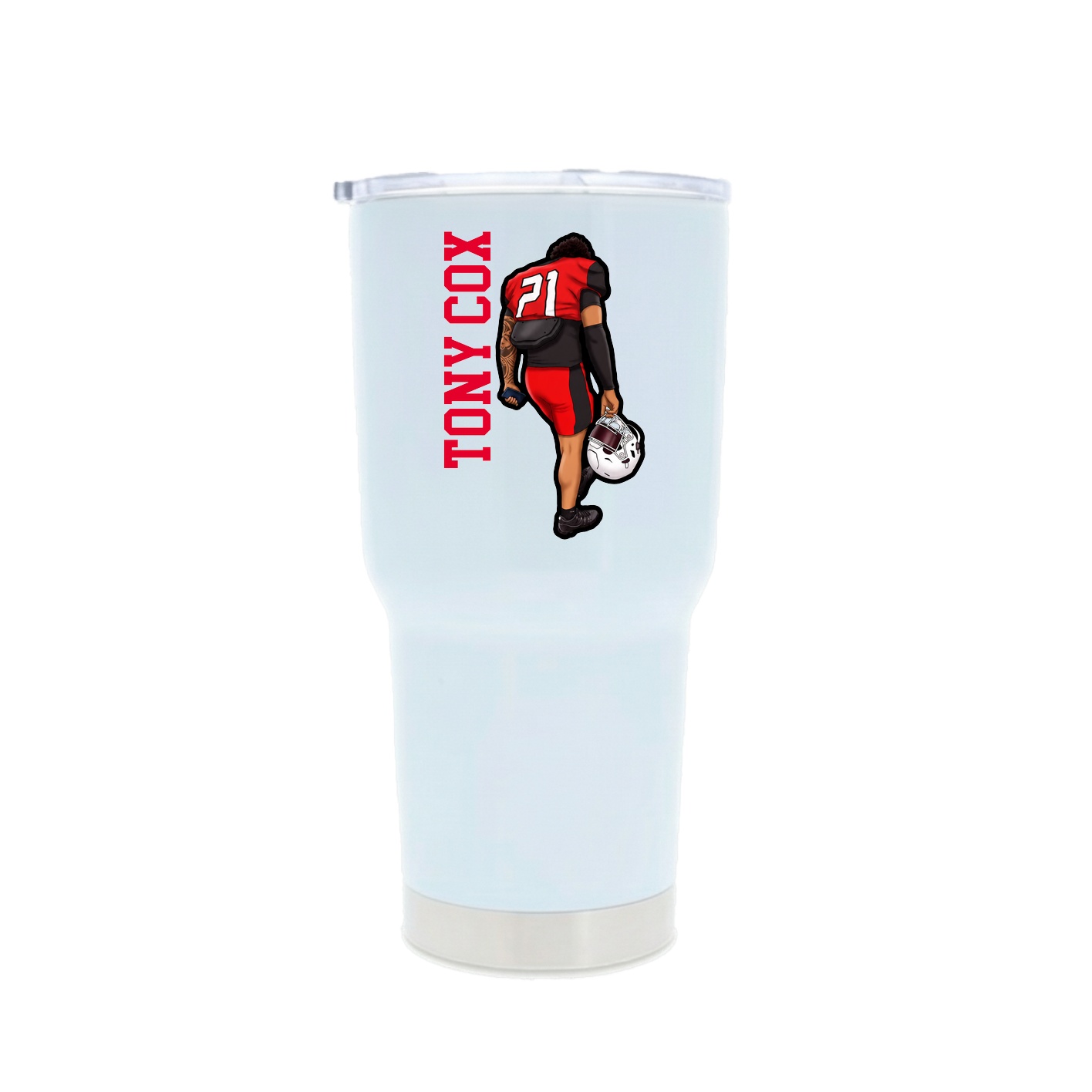 30oz Stainless Steel Tumbler — Name Vertical in White