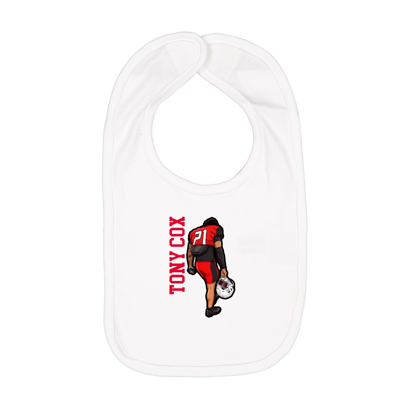 Infant Bib — Name Vertical in White