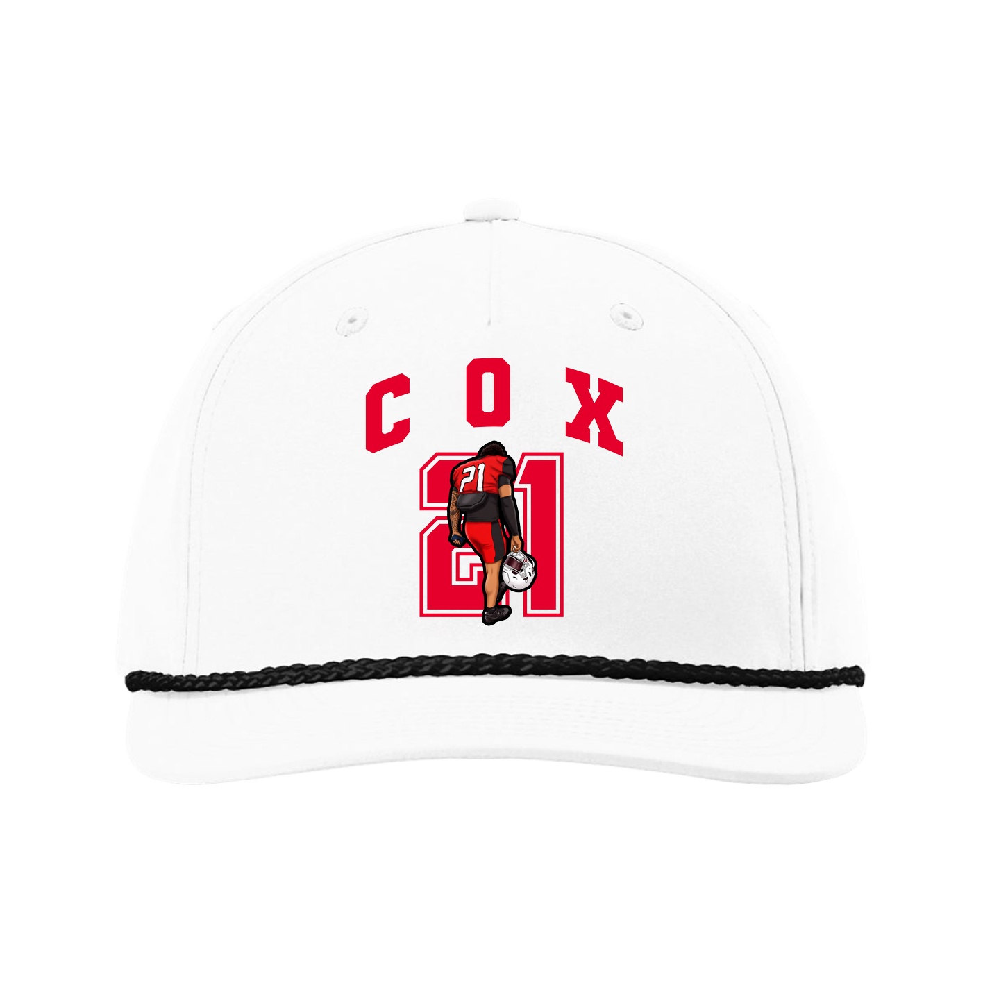 Five-Panel Classic Rope Cap — Number in White