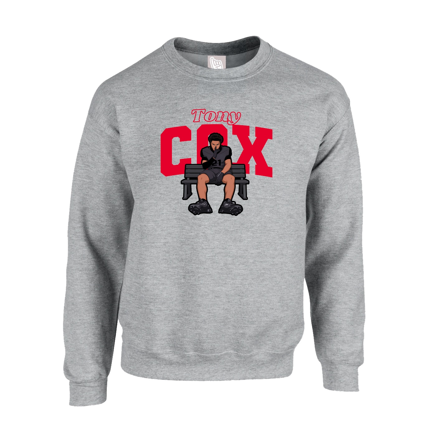 Fleece Crew — Name Arch in Grey
