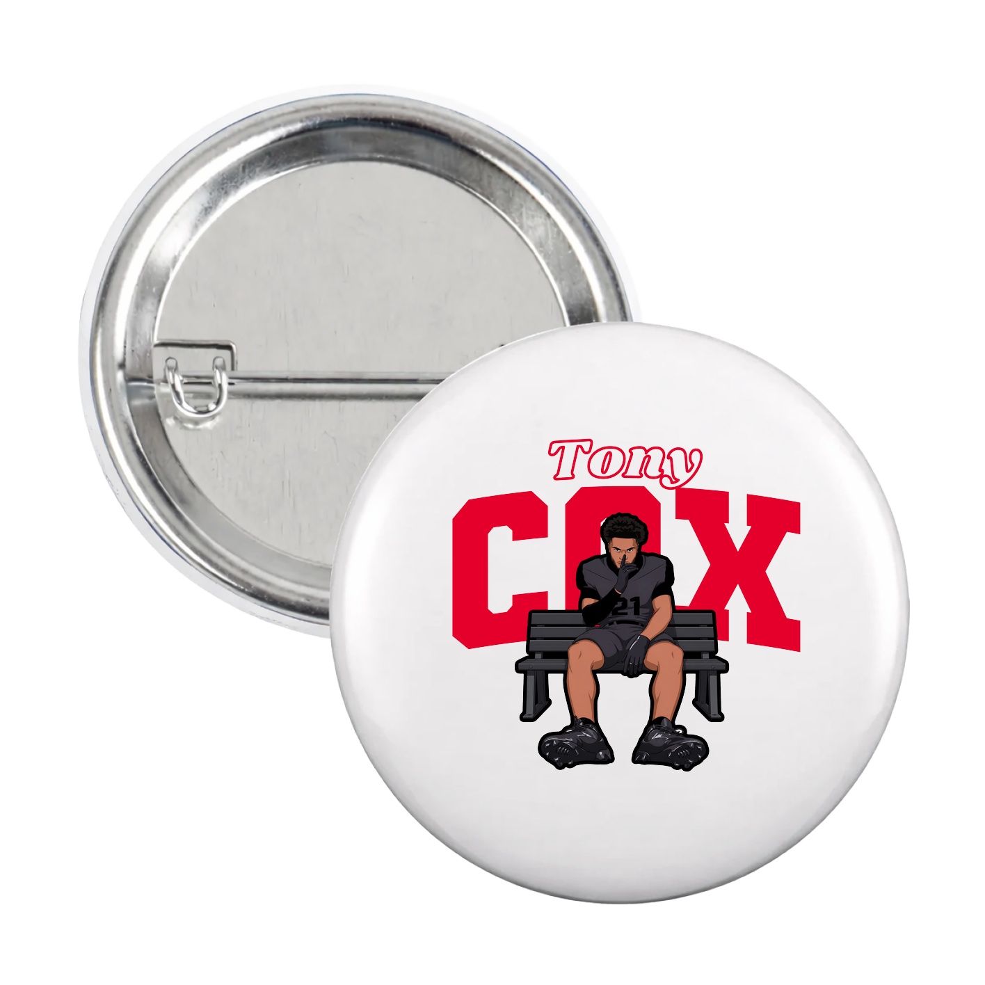 Game Day Button — Name Arch in White
