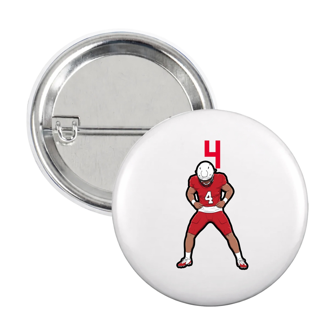 Game Day Button — Number Top in White