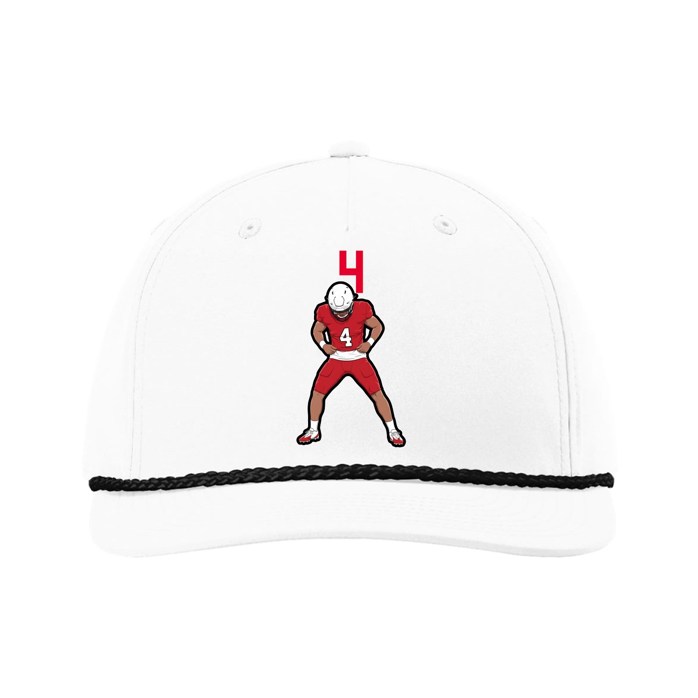 Five-Panel Classic Rope Cap — Number Top in White