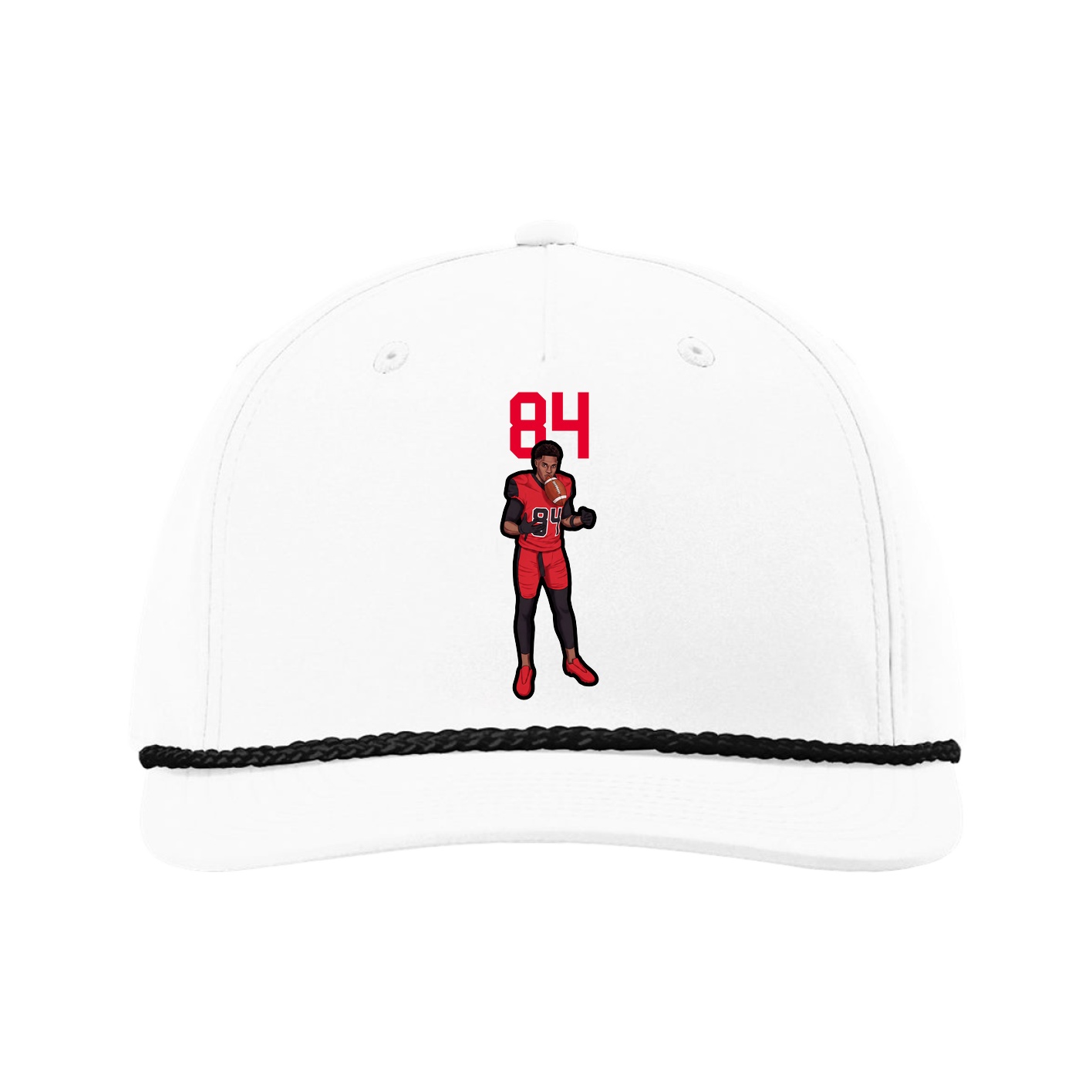 Five-Panel Classic Rope Cap — Number Top in White