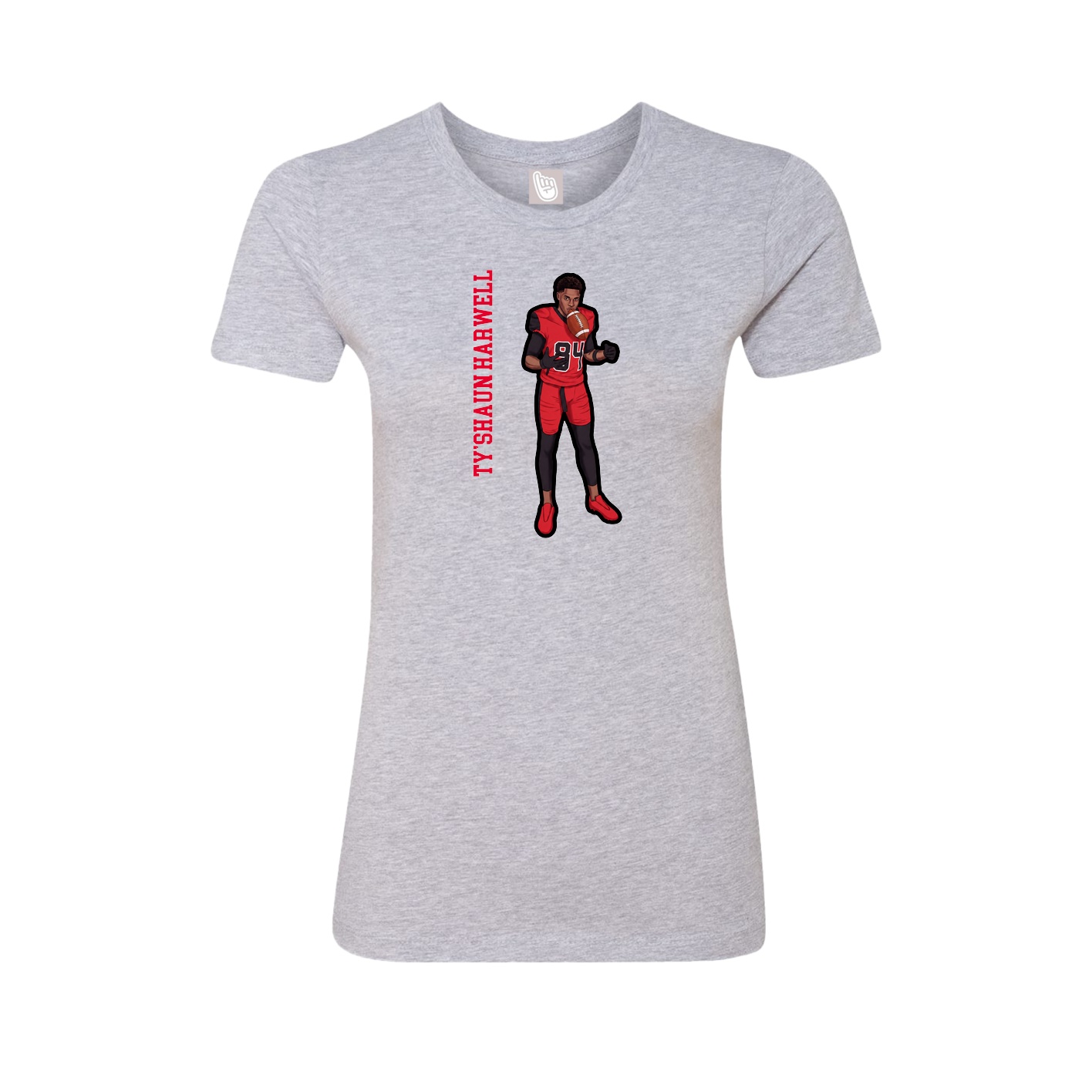 Fitted Women's Tee — Name Vertical in Grey