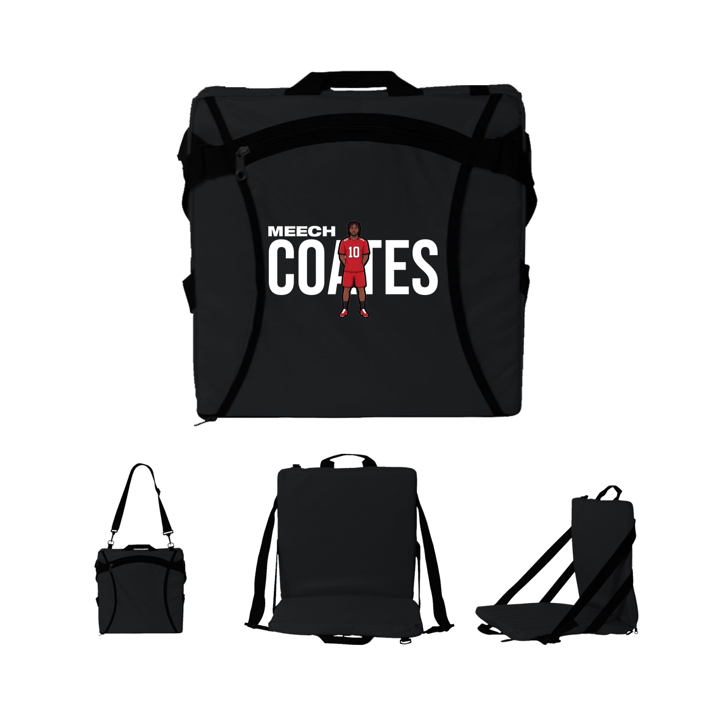 Folding Stadium Seat — Player Name in Black