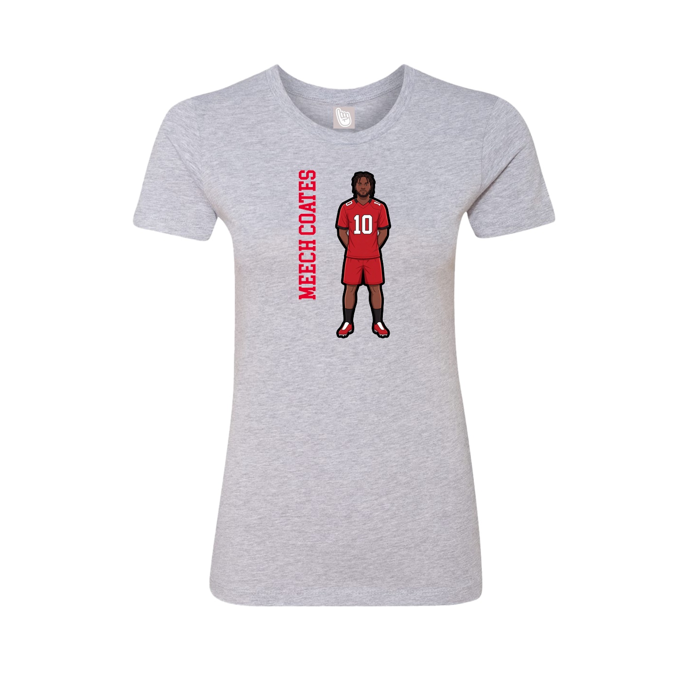 Fitted Women's Tee — Name Vertical in Grey