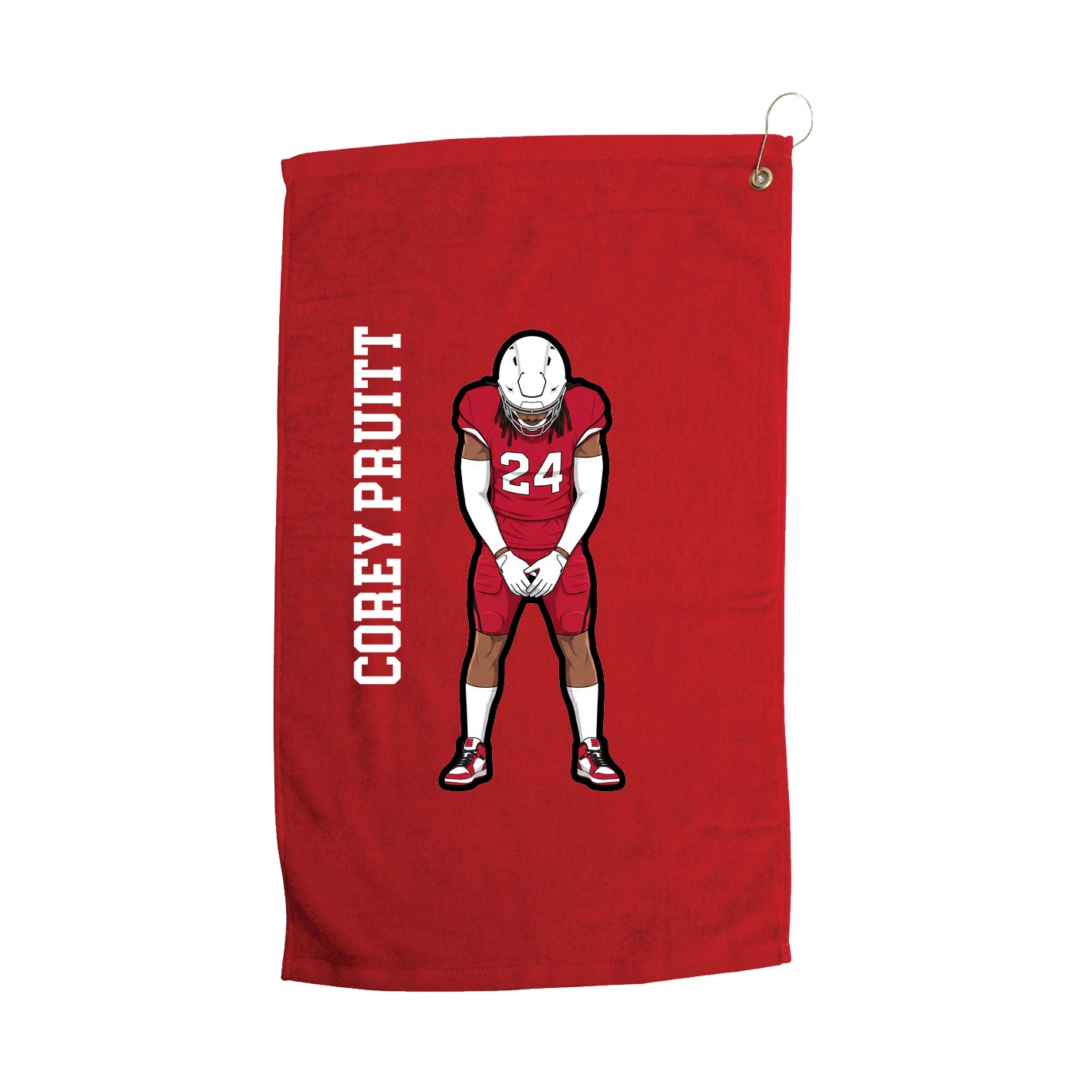 Golf Towel — Name Vertical in Red