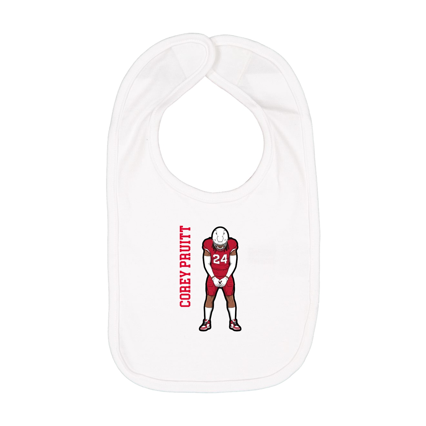 Infant Bib — Name Vertical in White