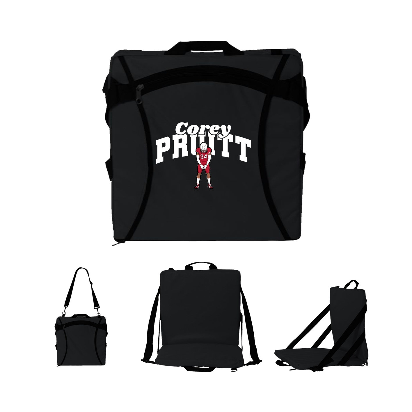 Folding Stadium Seat — Signature Arch in Black