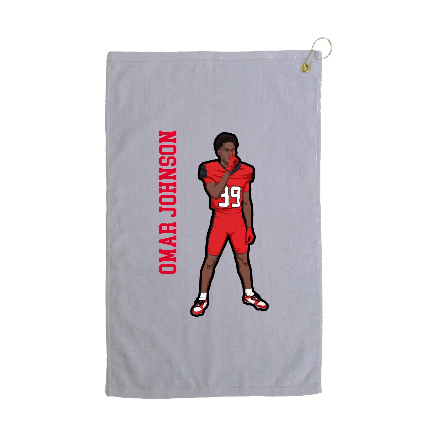 Golf Towel — Name Vertical in Grey