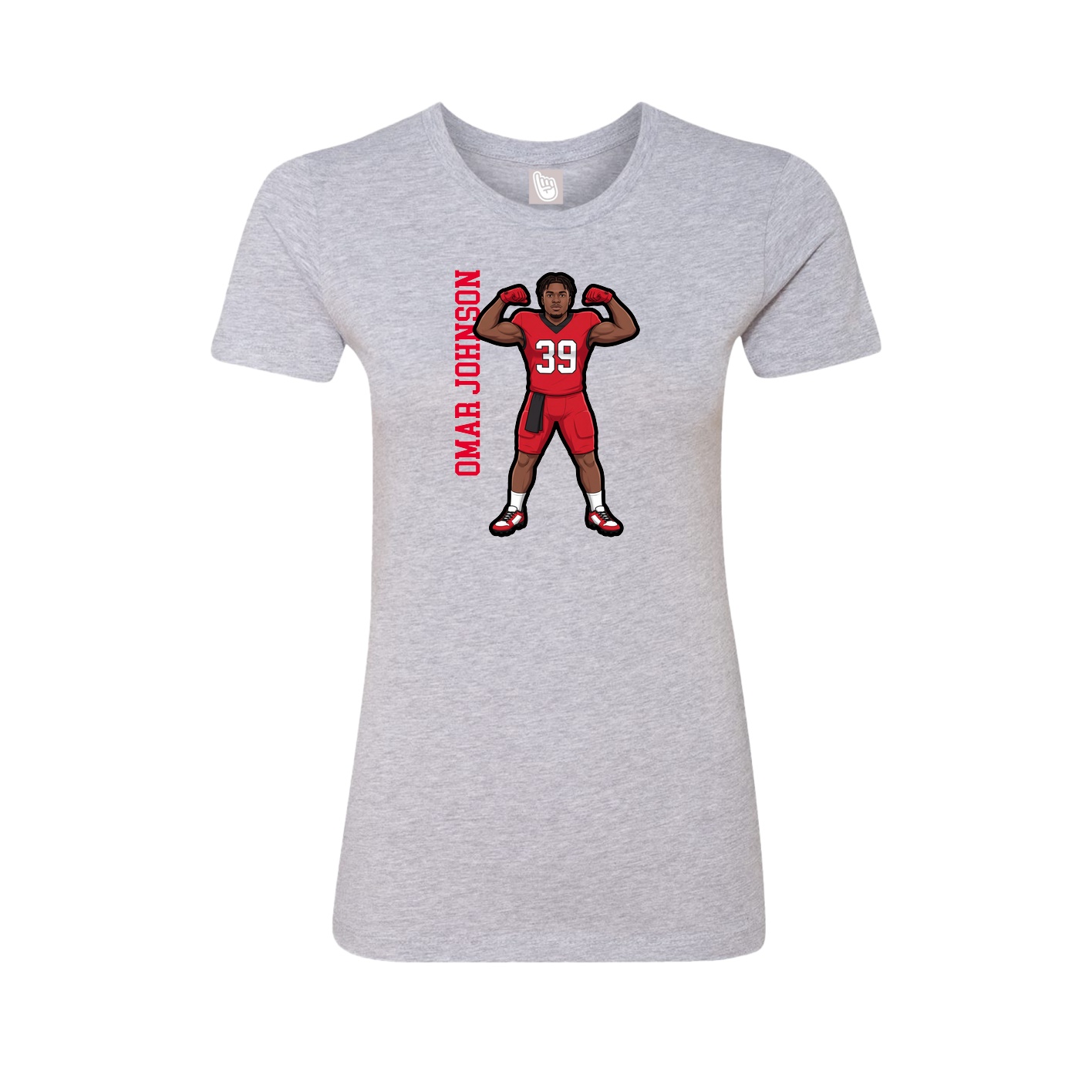 Fitted Women's Tee — Name Vertical in Grey