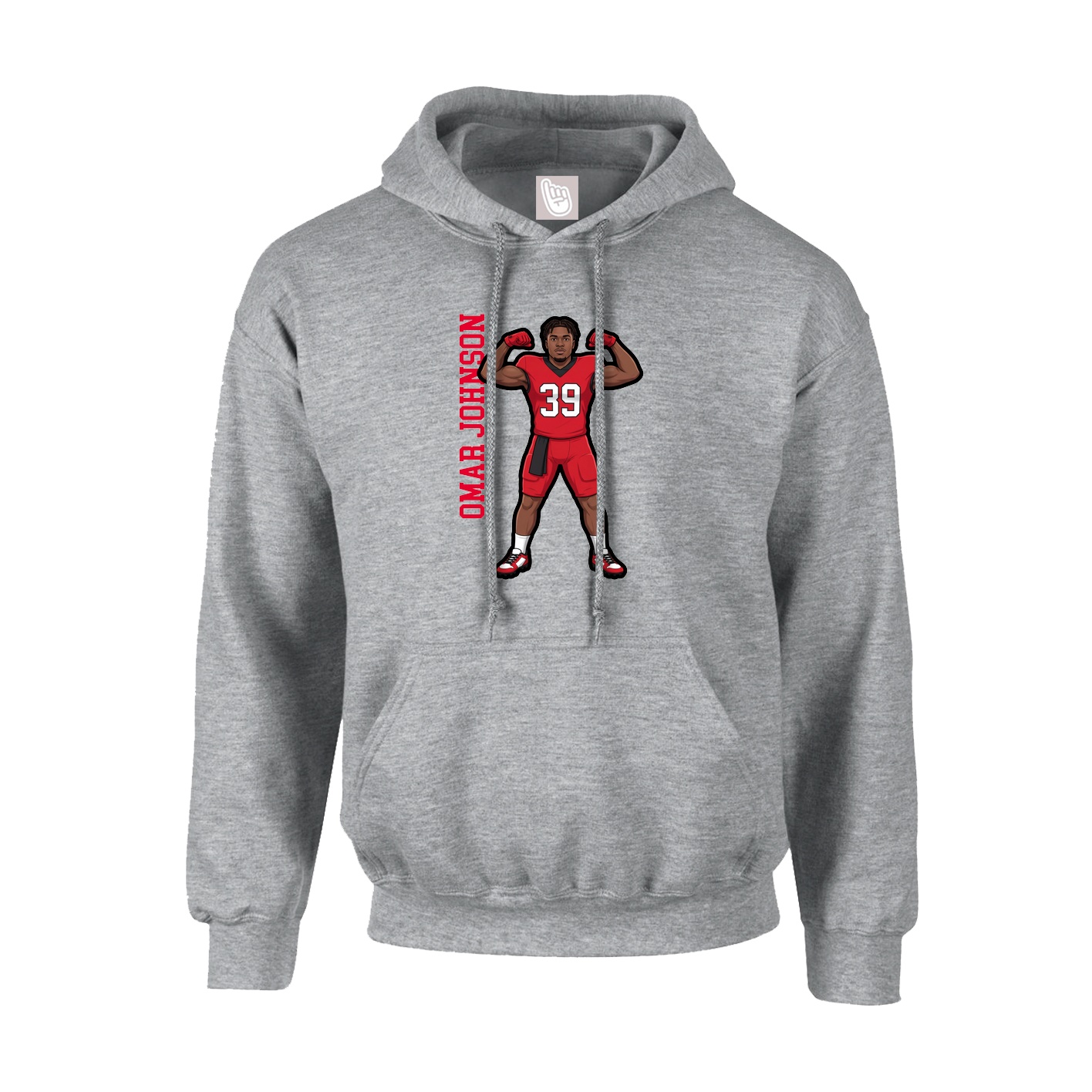 Youth Hoodie — Name Vertical in Grey