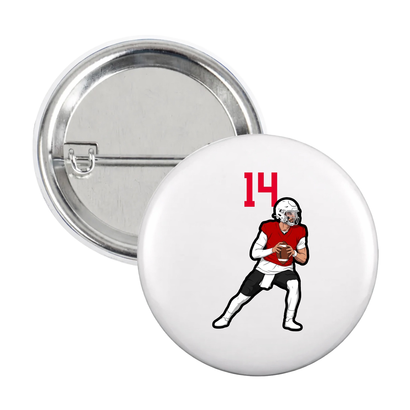 Game Day Button — Number Top in White