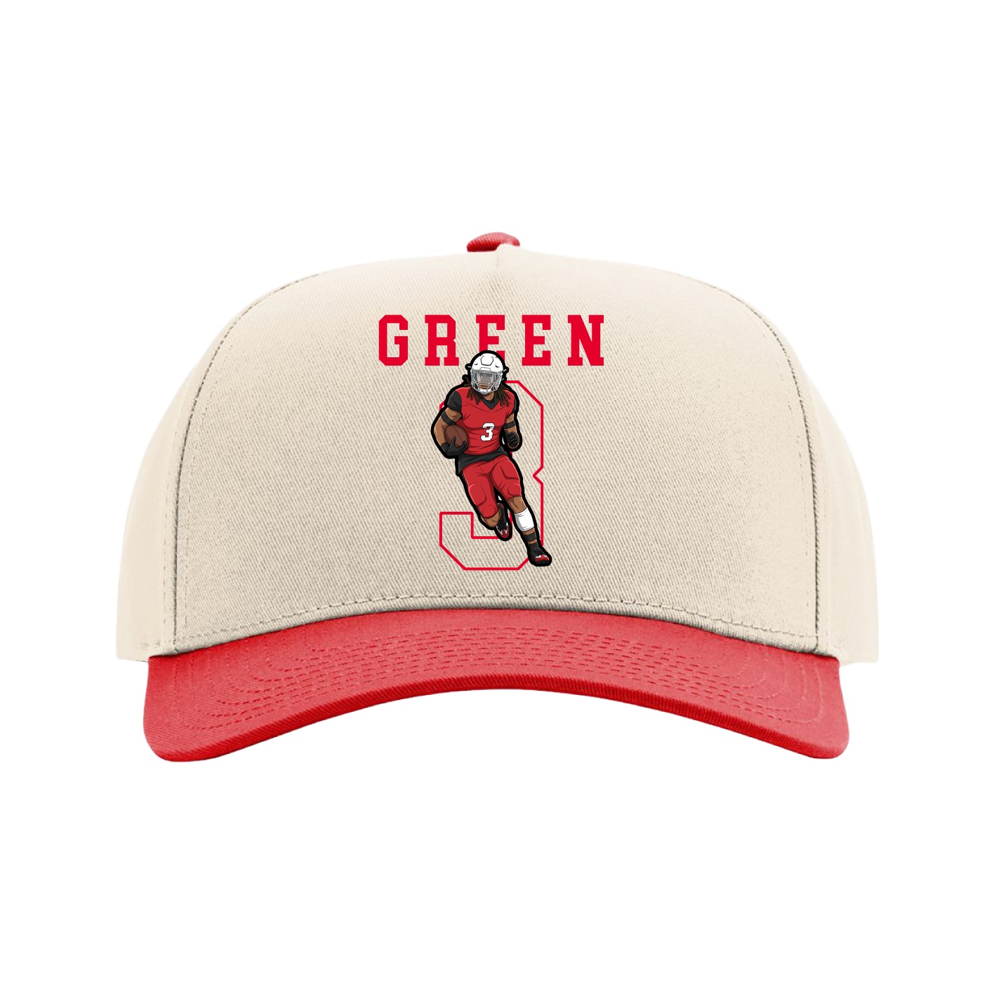 Full Fabric Five-Panel Champ Cap — Shirsey in Cream/Red