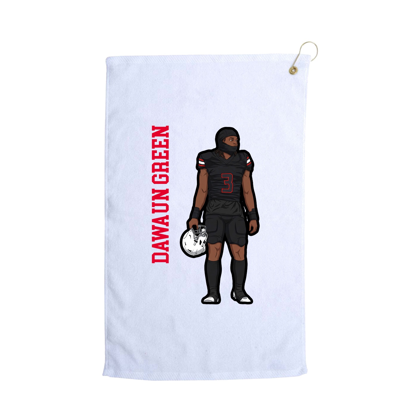 Golf Towel — Name Vertical in White