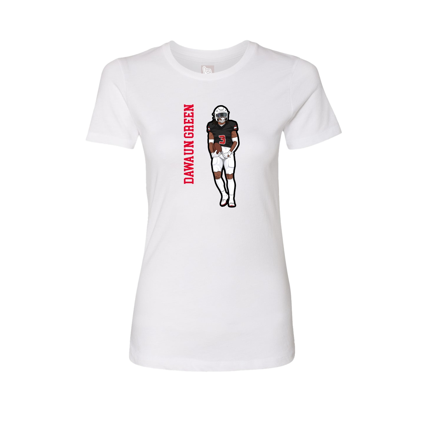 Fitted Women's Tee — Name Vertical in White