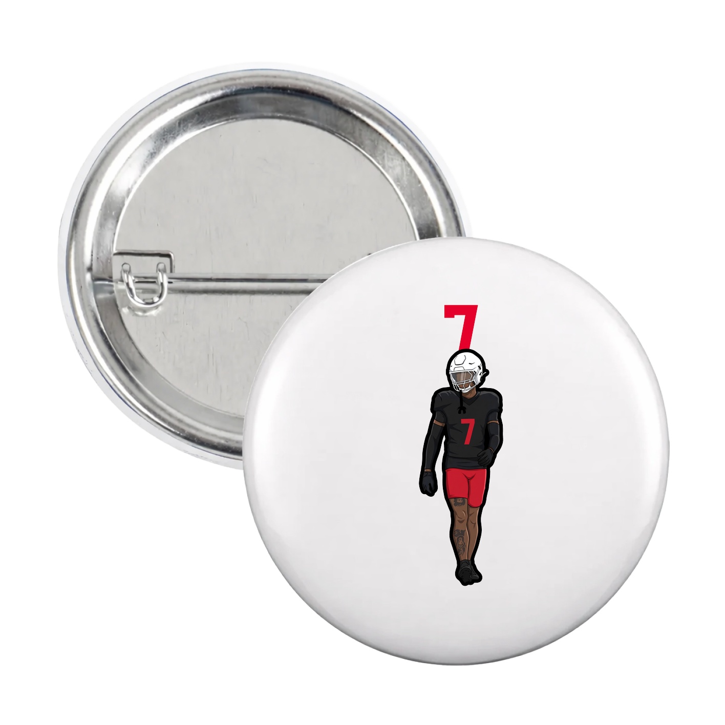 Game Day Button — Number Top in White