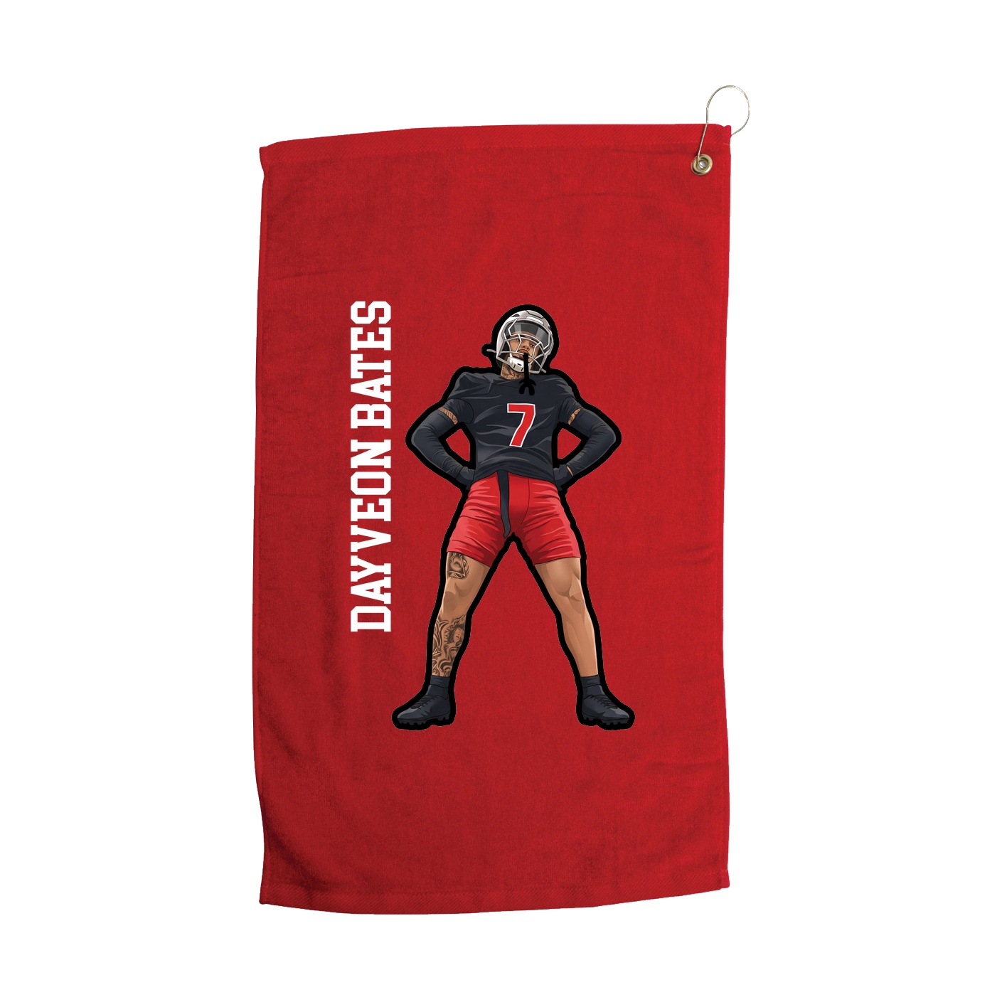 Golf Towel — Name Vertical in Red