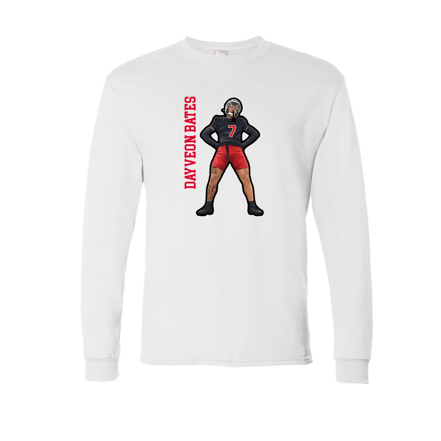 Long Sleeve Tee — Name Vertical in White