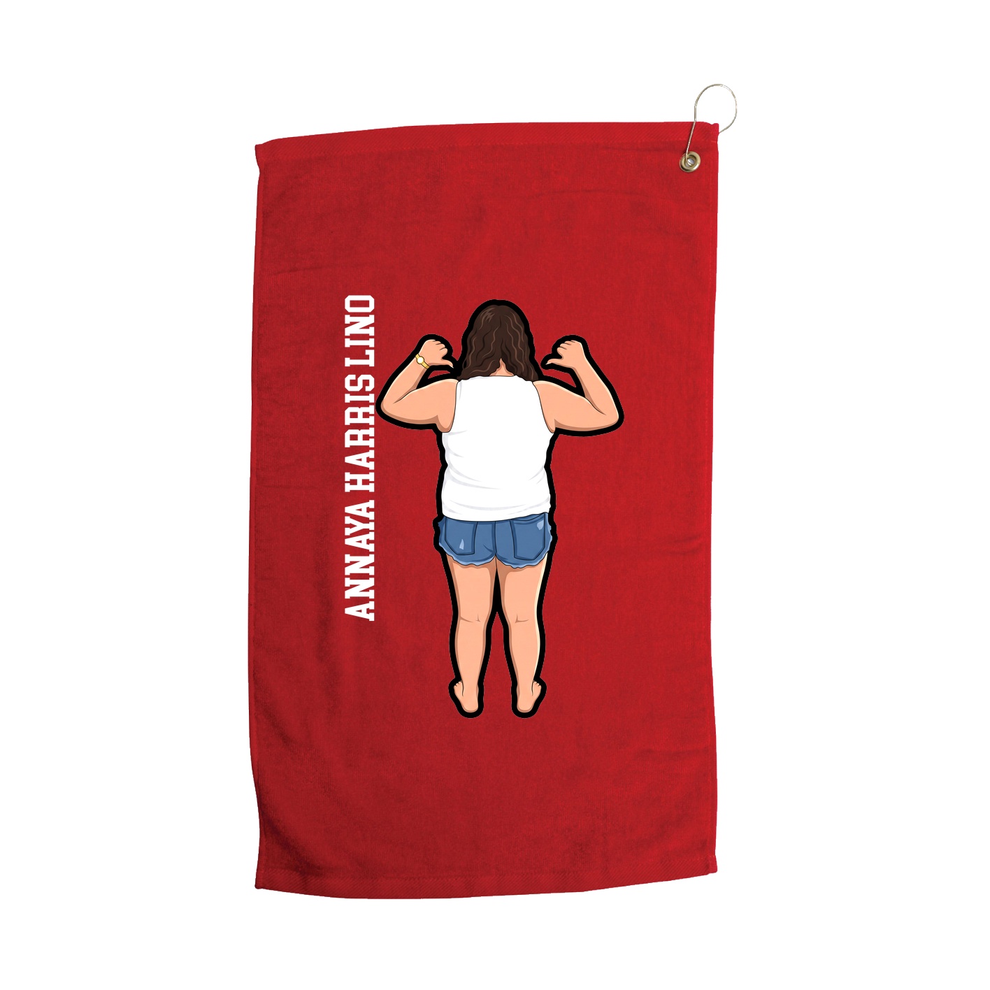 Golf Towel — Name Vertical in Red