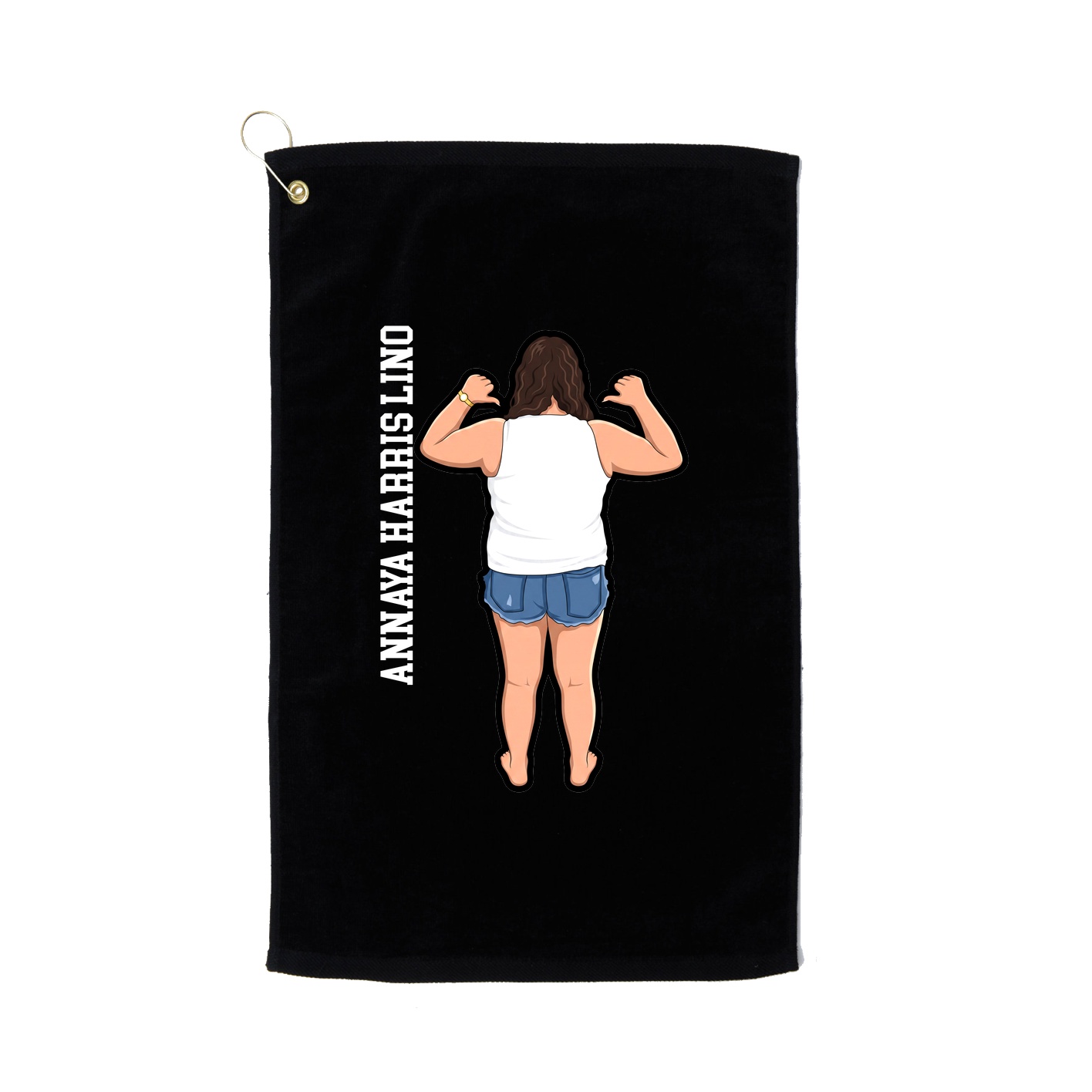 Golf Towel — Name Vertical in Black
