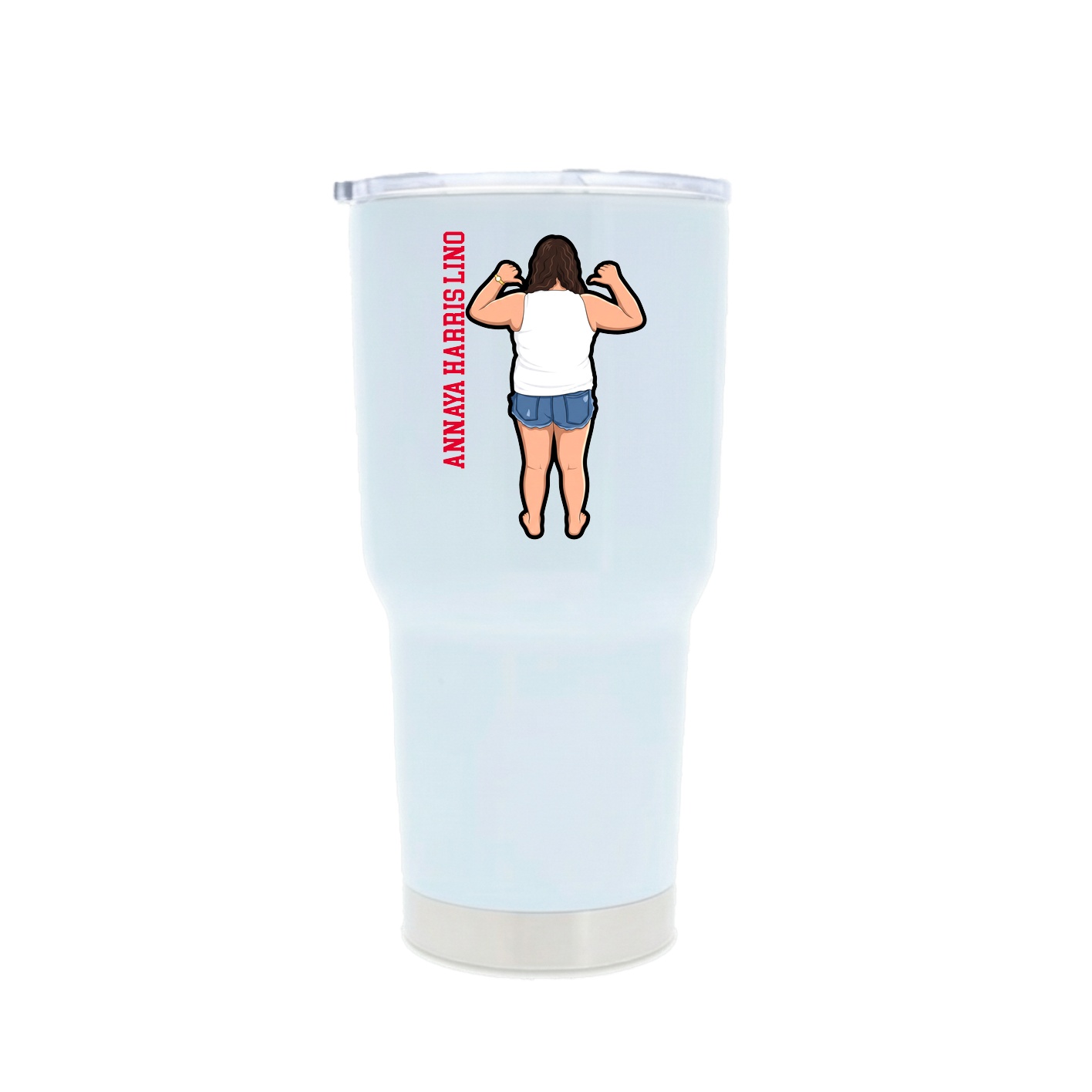 30oz Stainless Steel Tumbler — Name Vertical in White