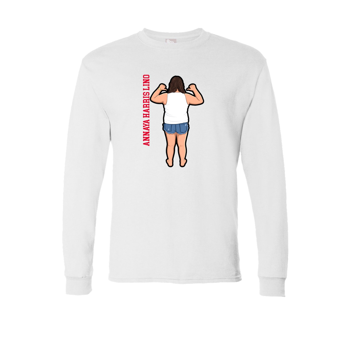 Long Sleeve Tee — Name Vertical in White
