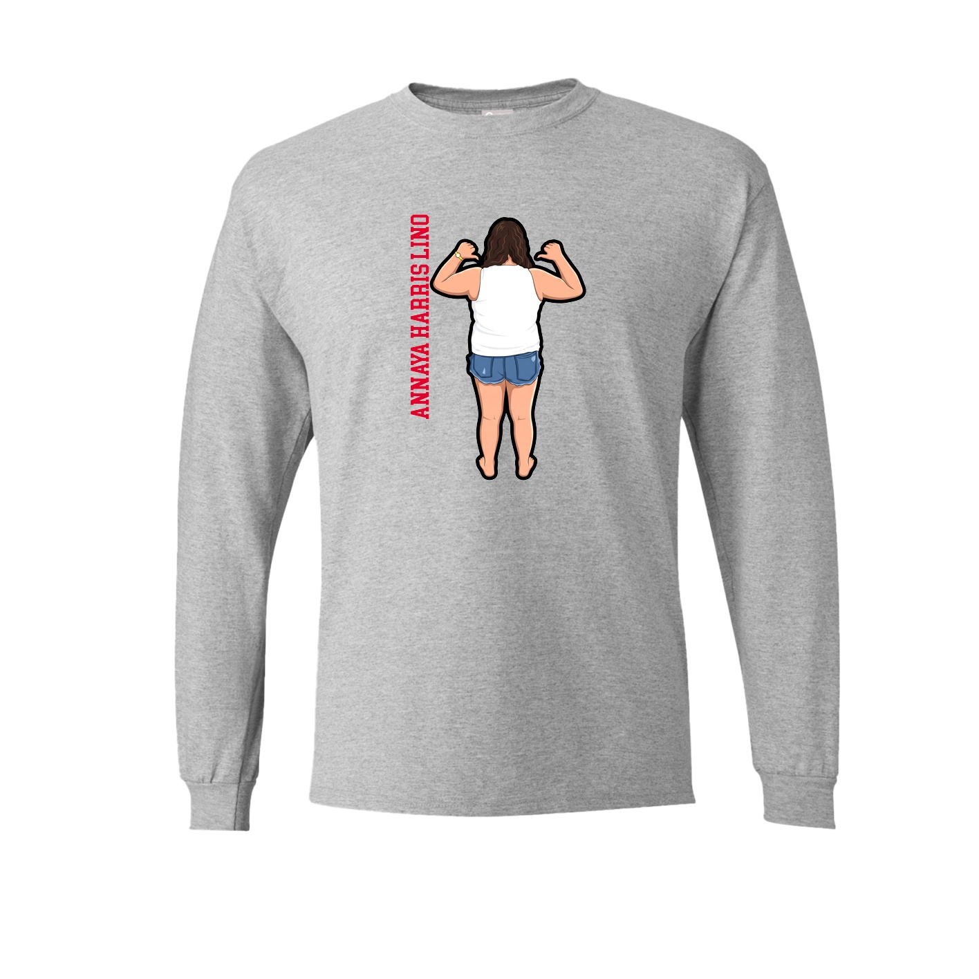 Long Sleeve Tee — Name Vertical in Grey