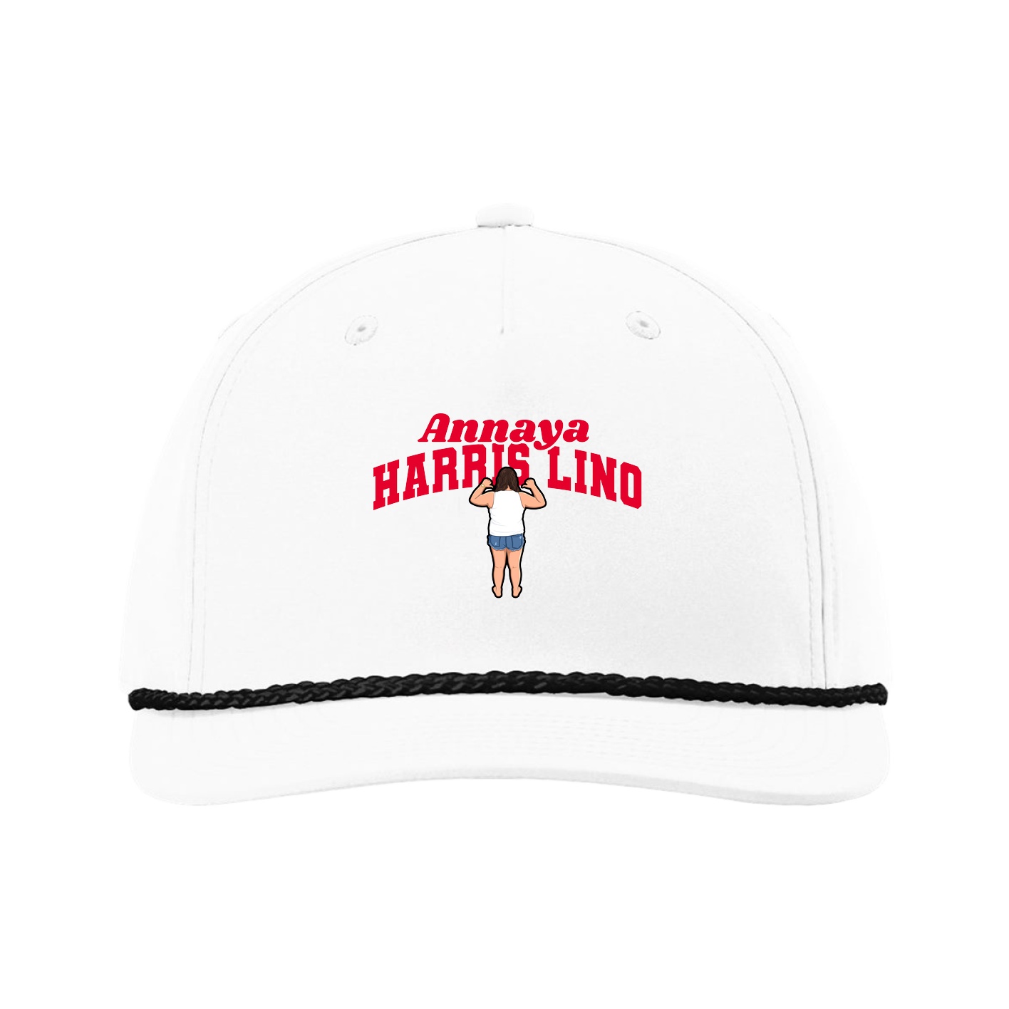 Five-Panel Classic Rope Cap — Signature Arch in White