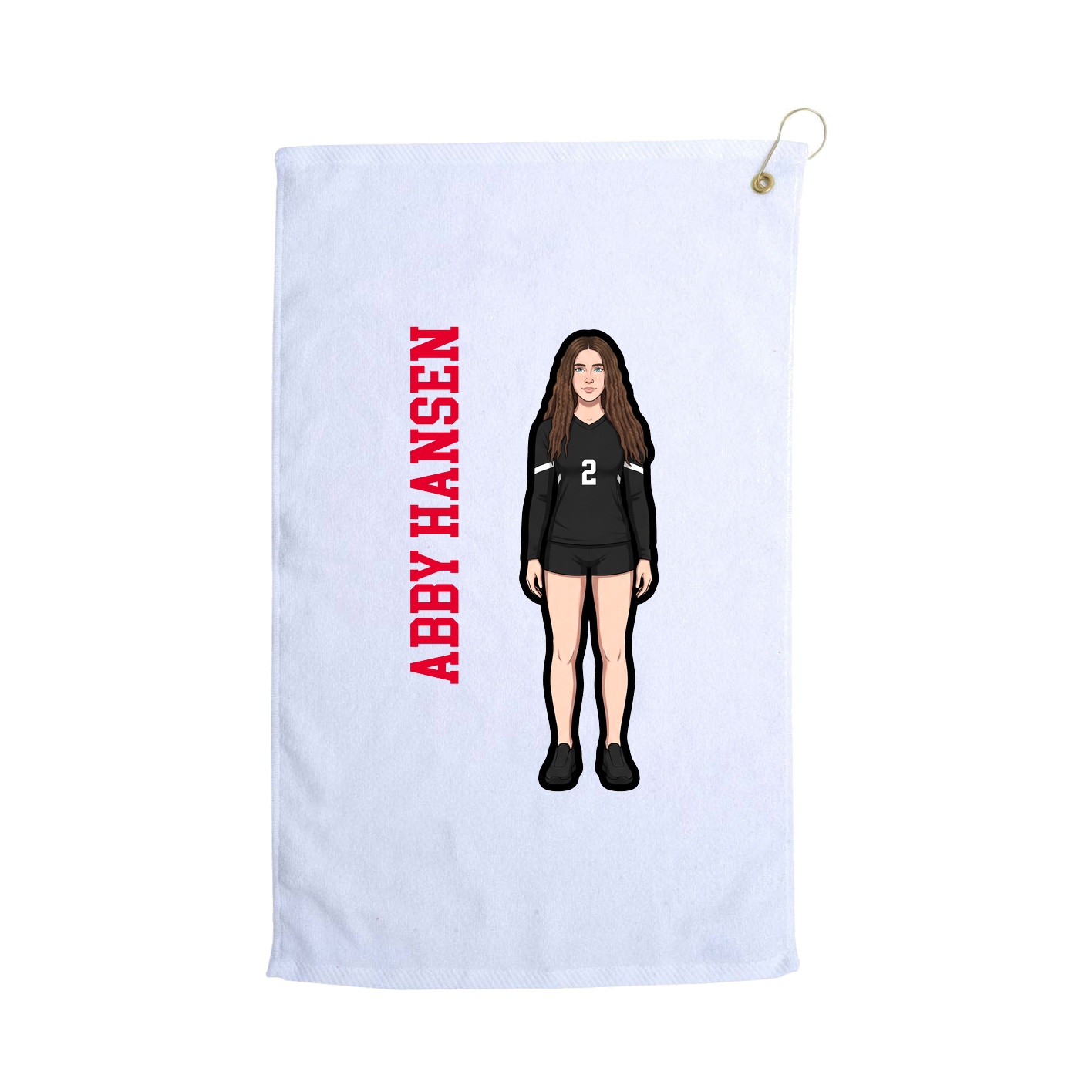 Golf Towel — Name Vertical in White