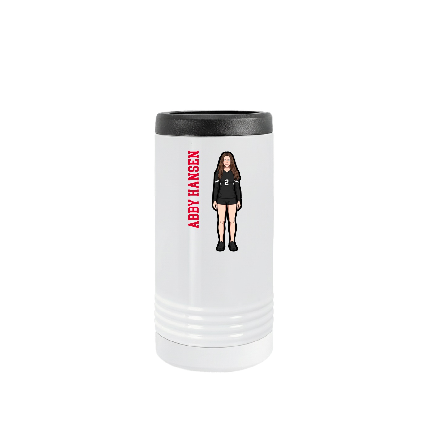 Slim Beverage Holder — Name Vertical in White