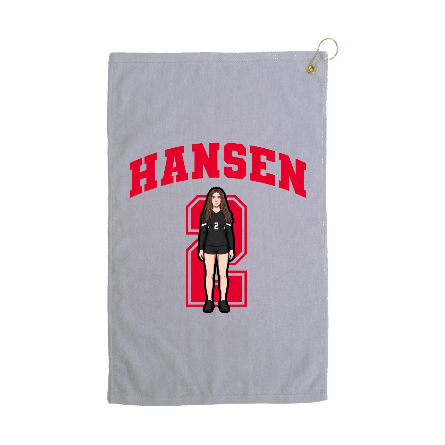 Golf Towel — Number in Grey