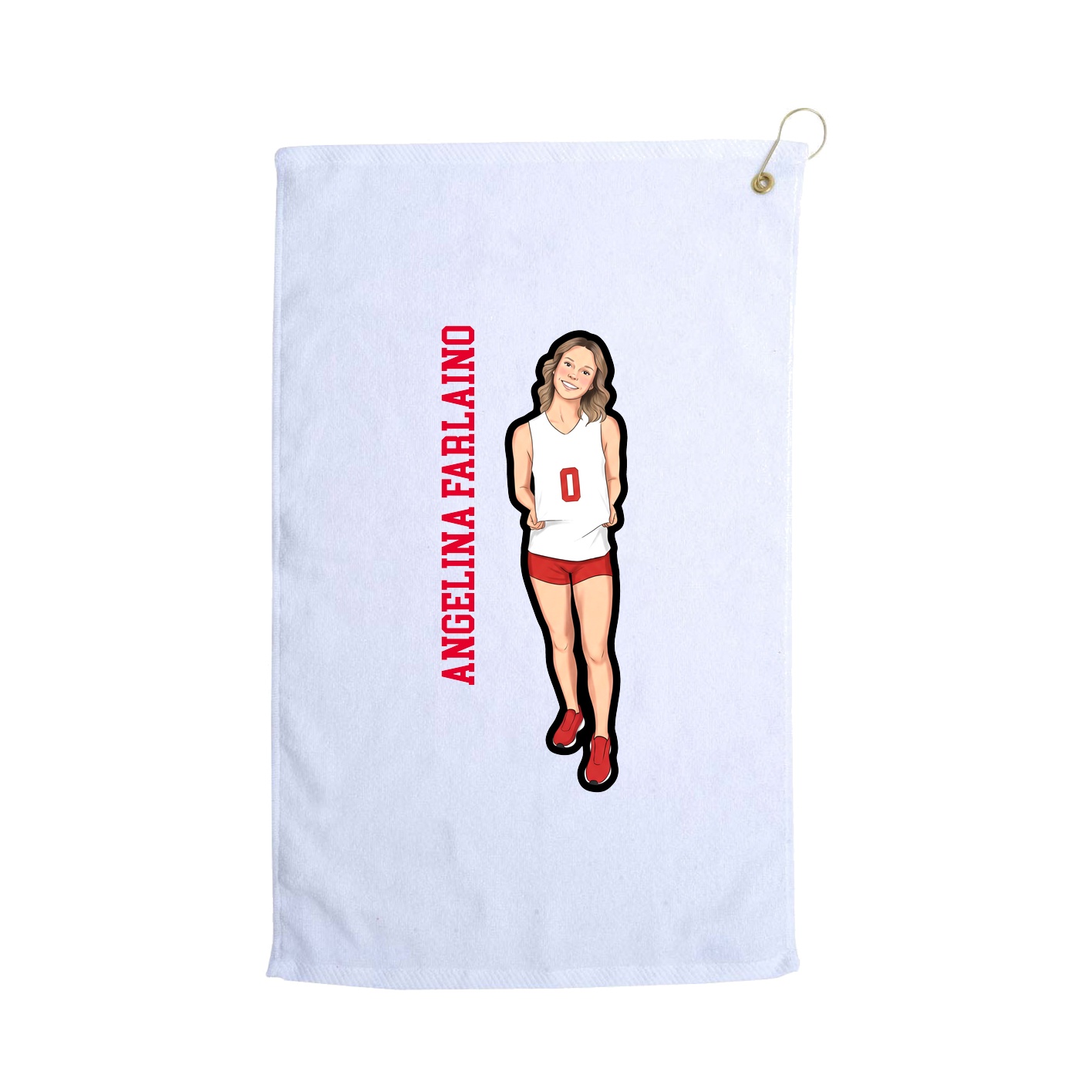 Golf Towel — Name Vertical in White