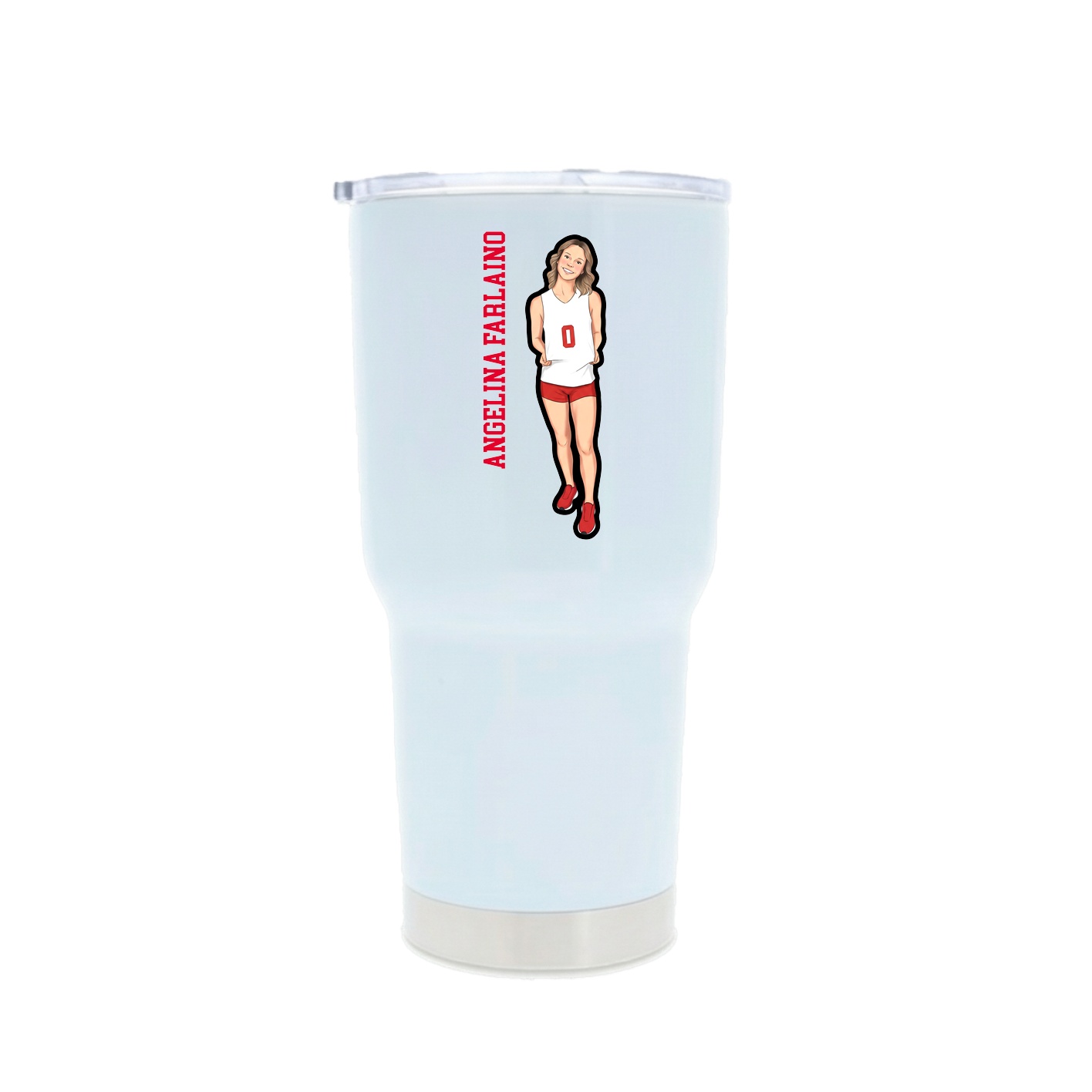 30oz Stainless Steel Tumbler — Name Vertical in White