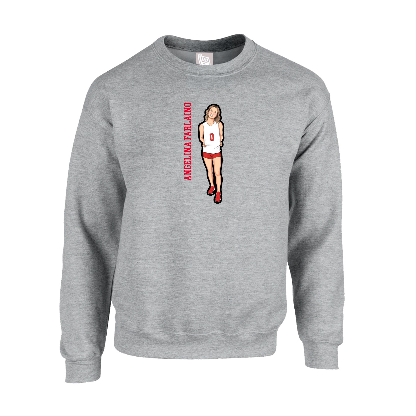 Fleece Crew — Name Vertical in Grey