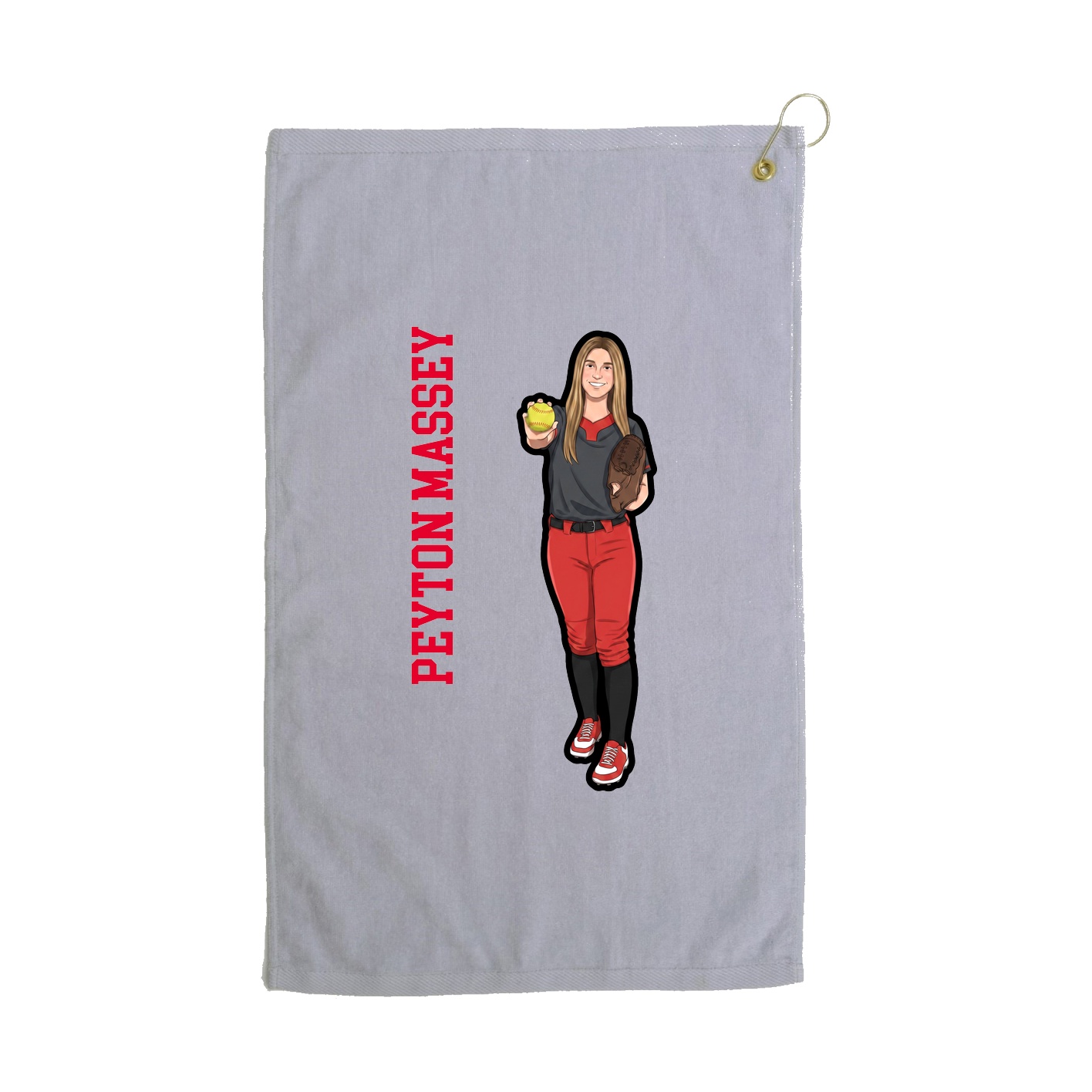 Golf Towel — Name Vertical in Grey