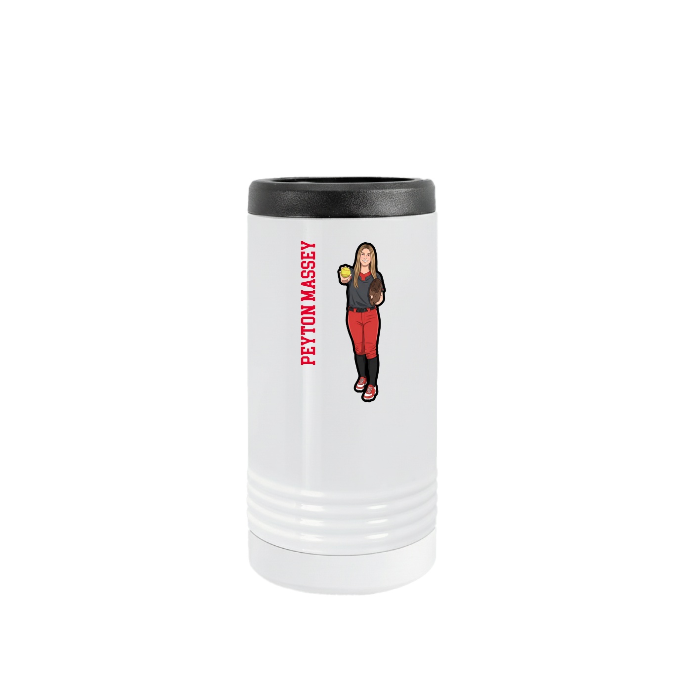 Slim Beverage Holder — Name Vertical in White