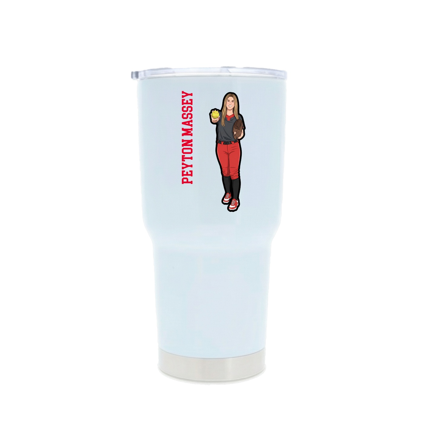 30oz Stainless Steel Tumbler — Name Vertical in White