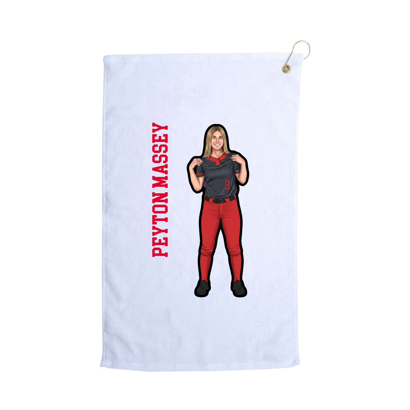 Golf Towel — Name Vertical in White