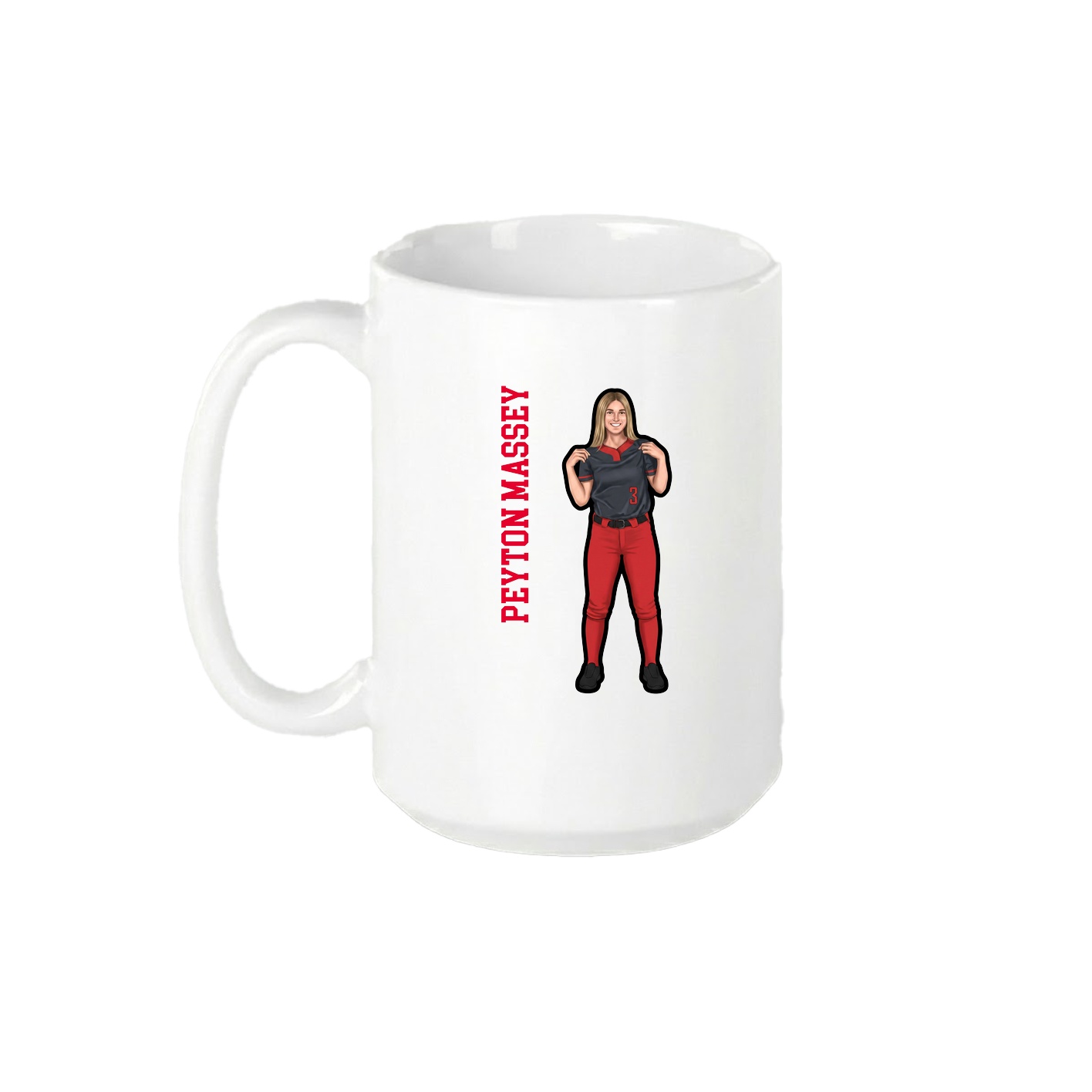 15oz Coffee Mug — Name Vertical in White