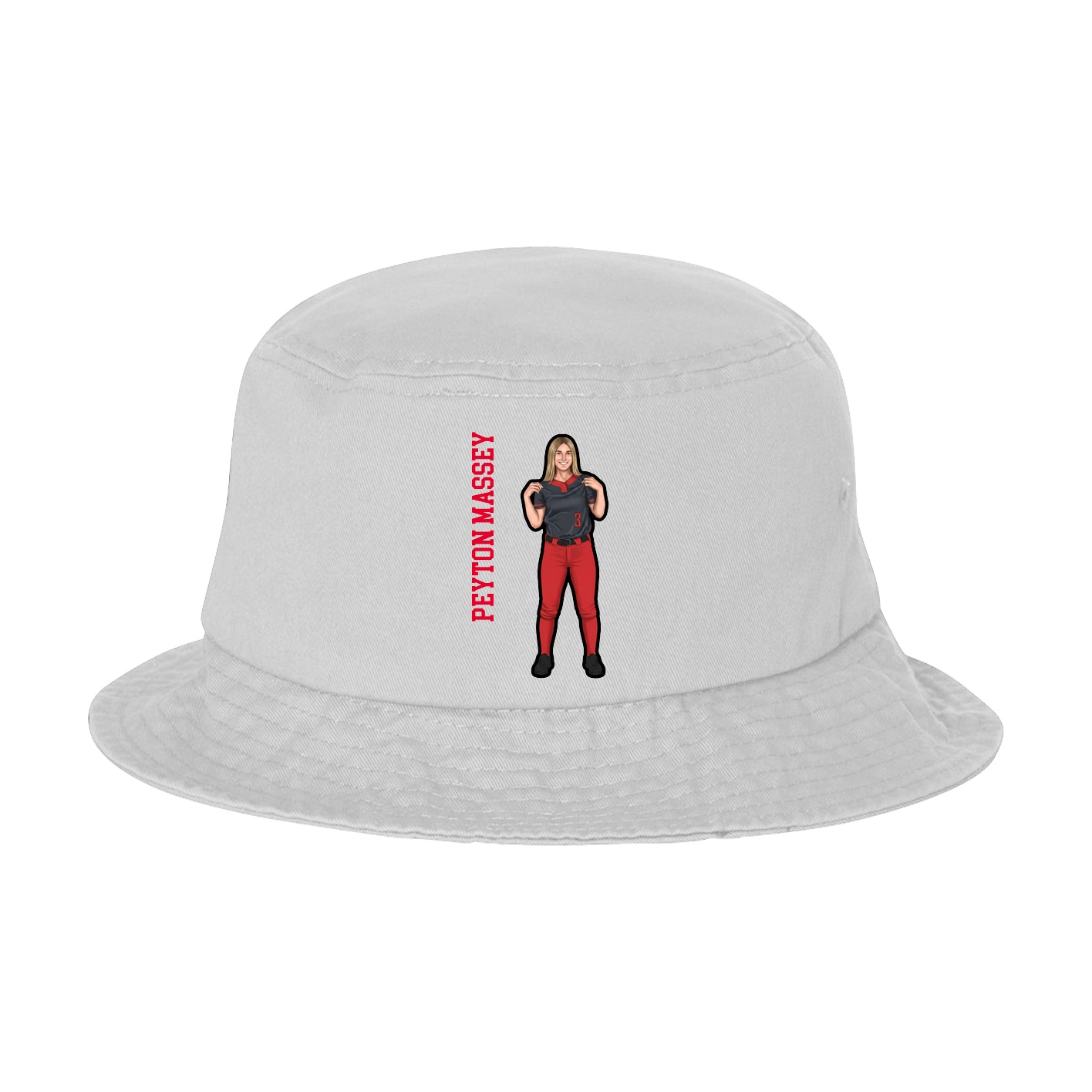 Bucket Cap — Name Vertical in White