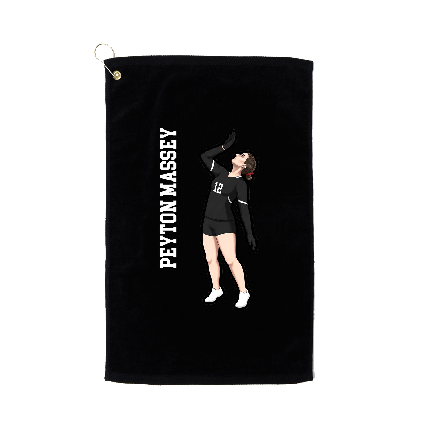 Golf Towel — Name Vertical in Black