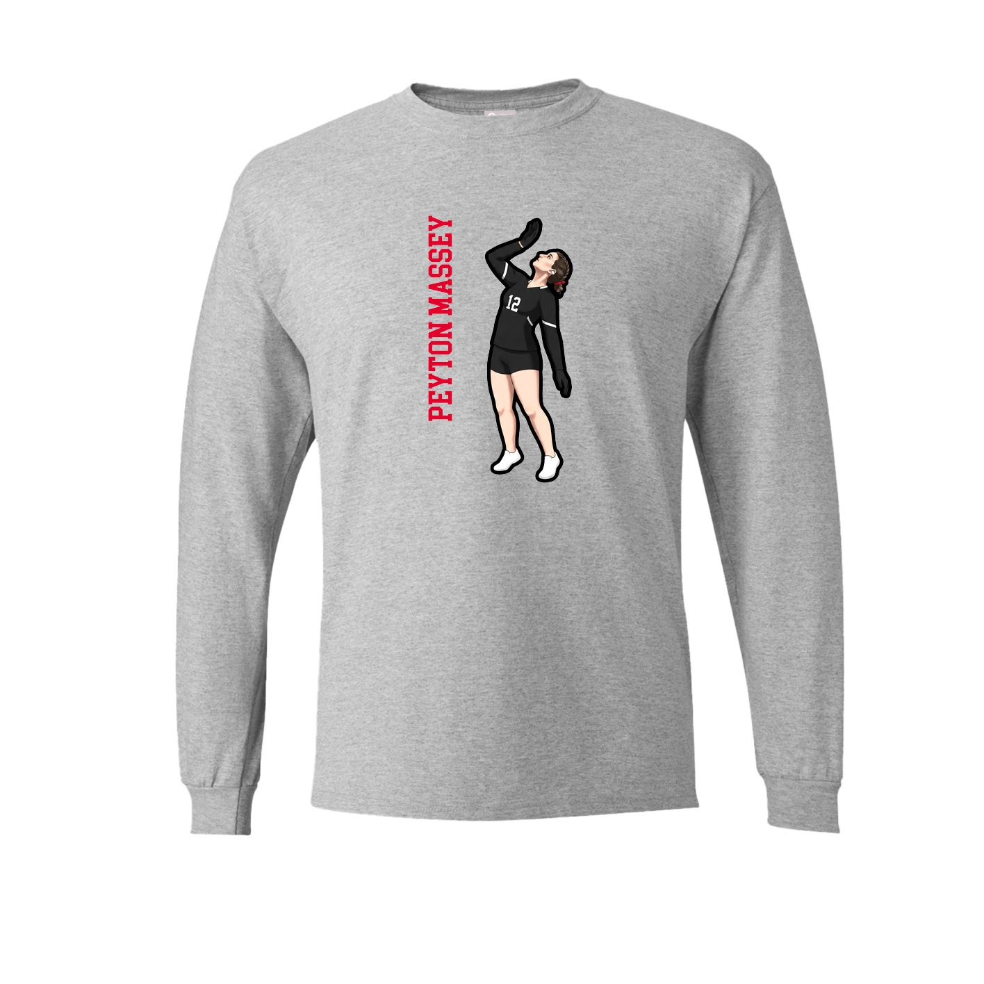 Long Sleeve Tee — Name Vertical in Grey