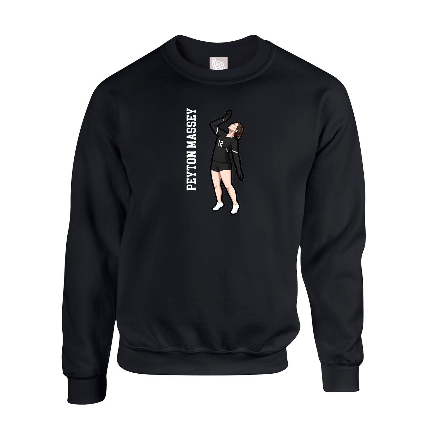 Fleece Crew — Name Vertical in Black