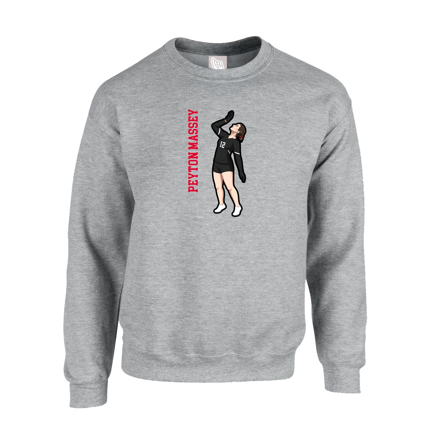 Fleece Crew — Name Vertical in Grey
