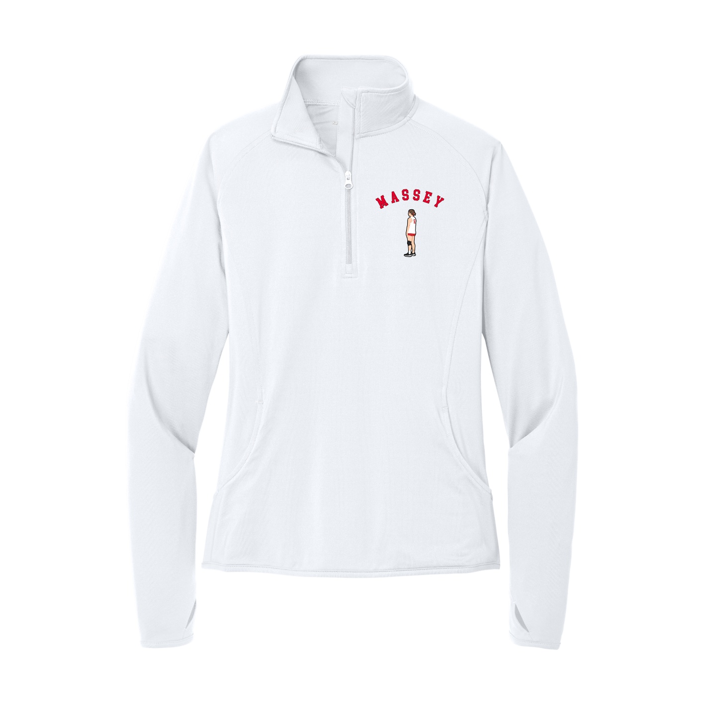 Women's Q-Zip Pullover — Shirsey Arch in White