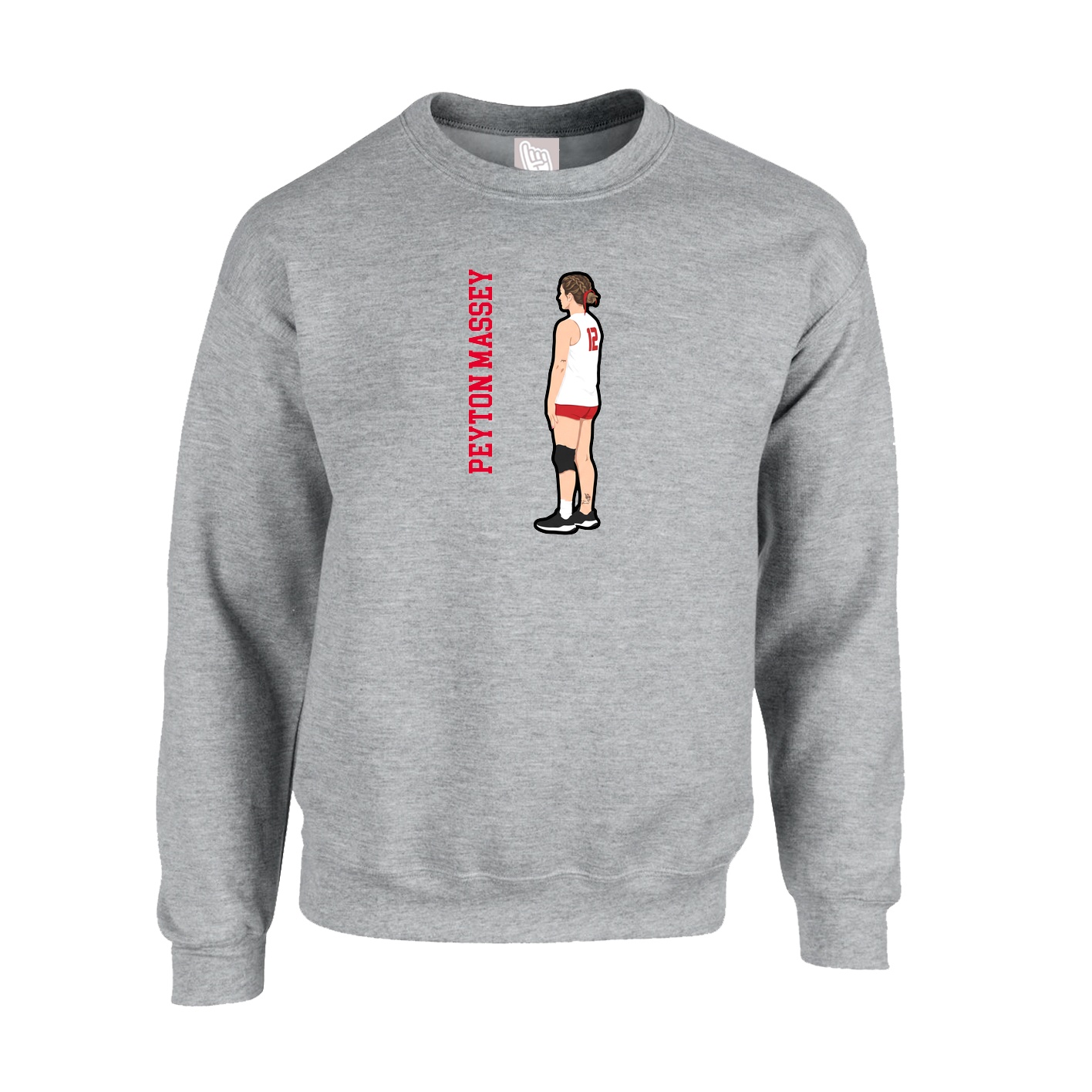 Fleece Crew — Name Vertical in Grey